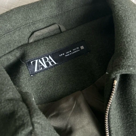 Zara Olive Green Wool Jacket - Picture 3 of 3